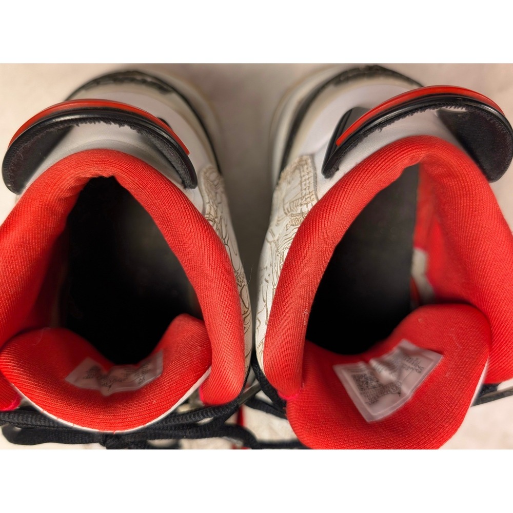 Jordan Dub Zero White Fire Red Black Laser Etched Kids Shoes Size 7Y - Picture 10 of 12